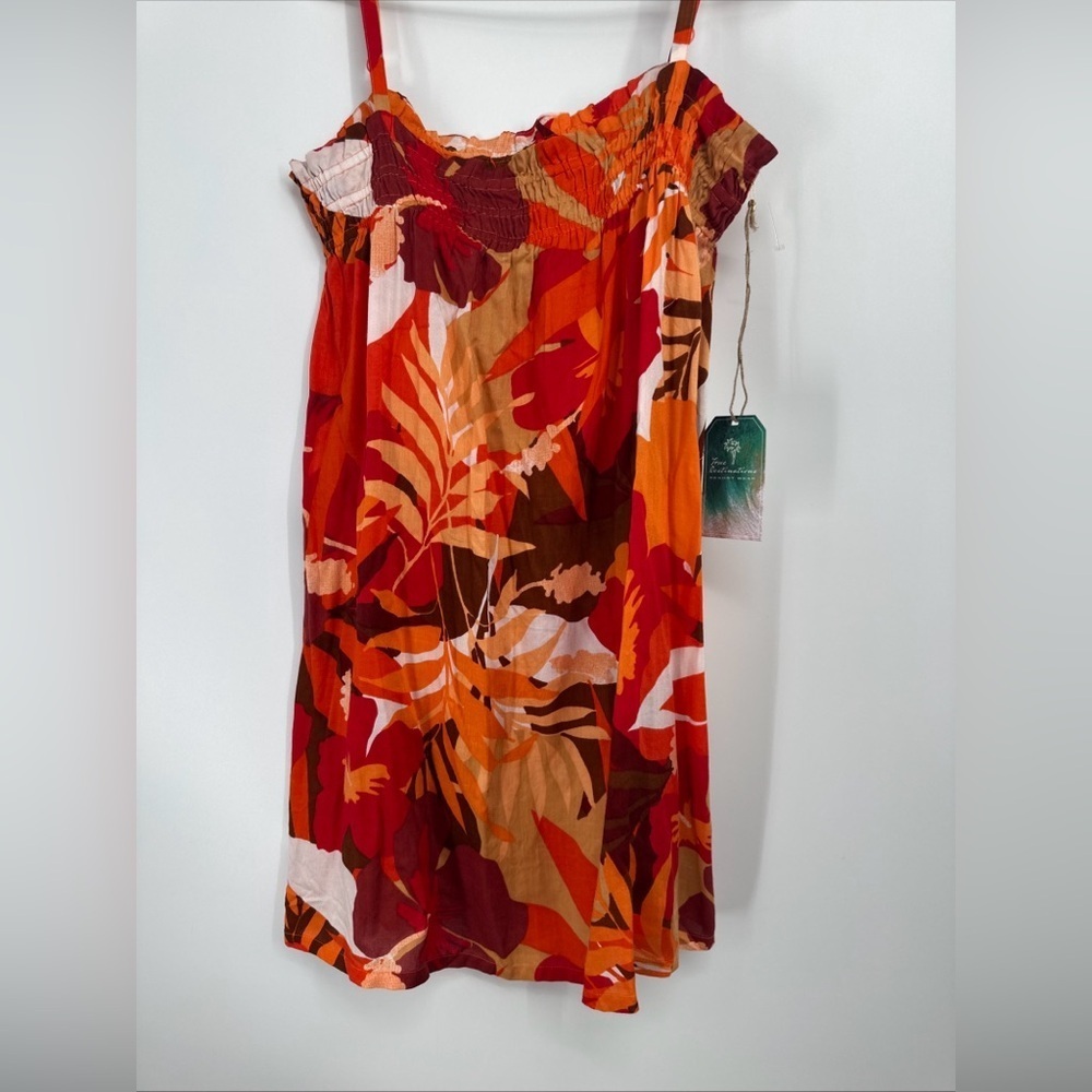 True Destinations Sleeveless Tunic Dress Cover-Up Tropical Sz M